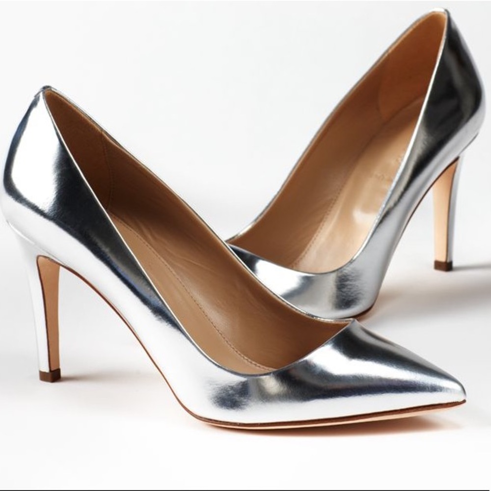 J.Crew Metallic silver pumps